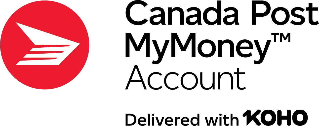 Canada Post MyMoney&trade; Account and KOHO logos.